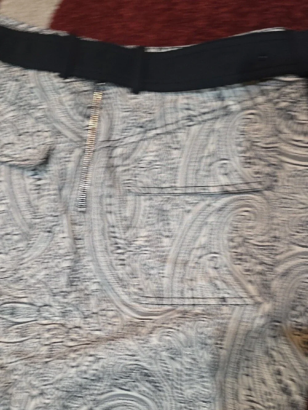 Carolina Herrera Black & White Paisley Chinos with Fabric Belt